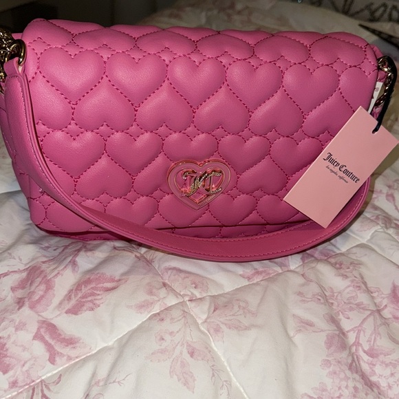 NWT Juicy Couture Medium Bling Pink Heart Embossed Purse - Picture 3 of 9